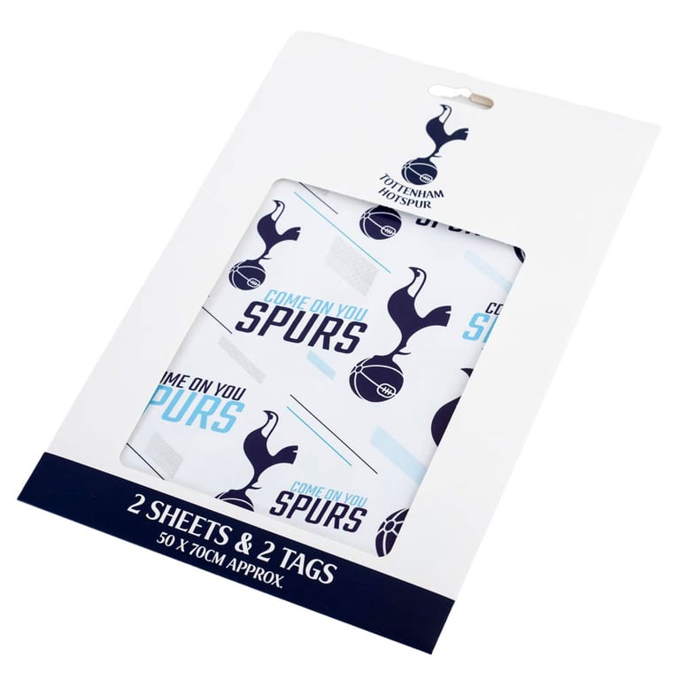 Tottenham Hotspur FC Gift Wrap - Crested Team Design, 2 Sheets & Tags Included
