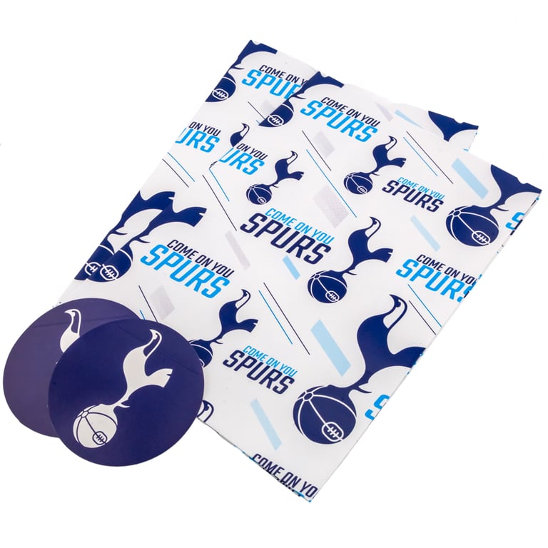Tottenham Hotspur FC Gift Wrap - Crested Team Design, 2 Sheets & Tags Included