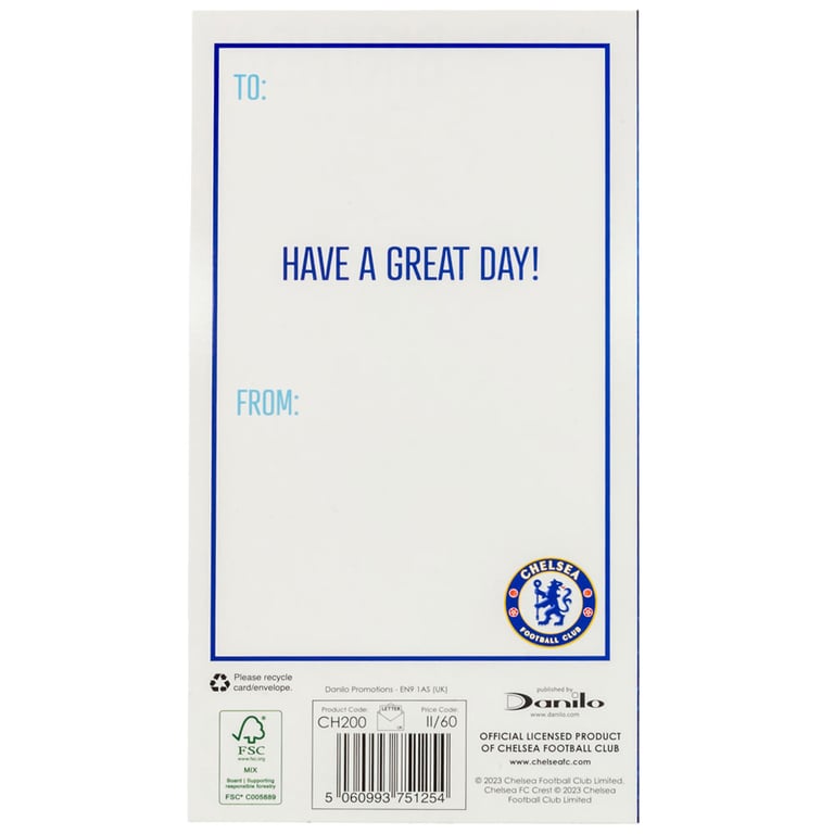 Chelsea FC Crest Birthday Card - Colourful Fold Out Card with Personalised Message