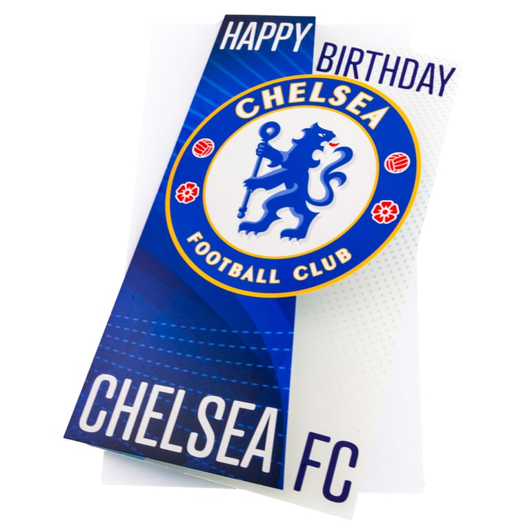 Chelsea FC Crest Birthday Card - Colourful Fold Out Card with Personalised Message