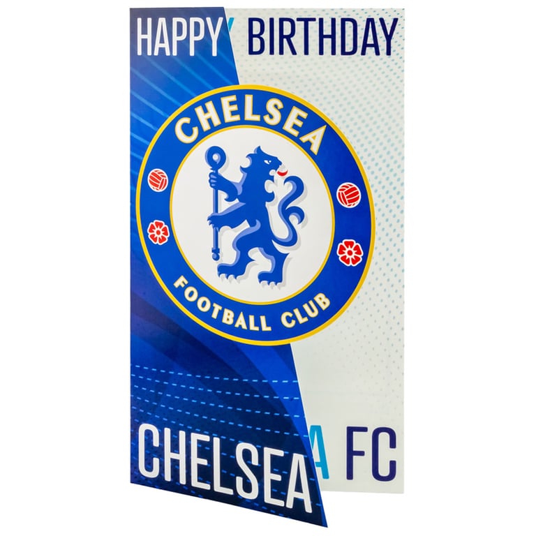 Chelsea FC Crest Birthday Card - Colourful Fold Out Card with Personalised Message
