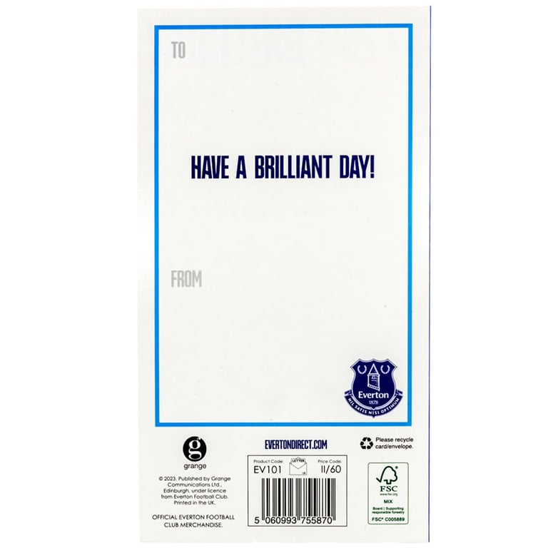 Everton FC Crest Birthday Card - Colourful Gloss Finish, Happy Birthday Greeting
