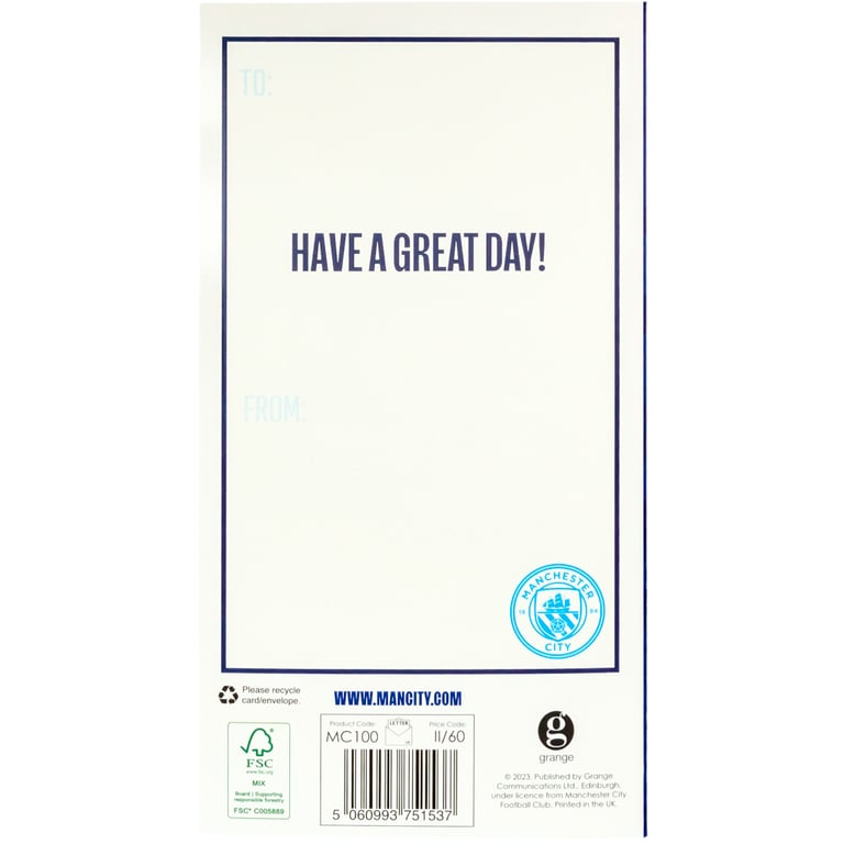 Manchester City FC Crest Gloss Finish Birthday Card