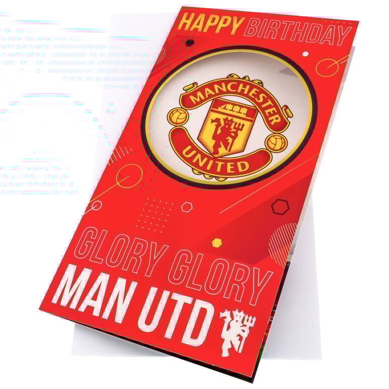 Manchester United FC Glory Glory Birthday Card - Official Team Crest & Message Inside