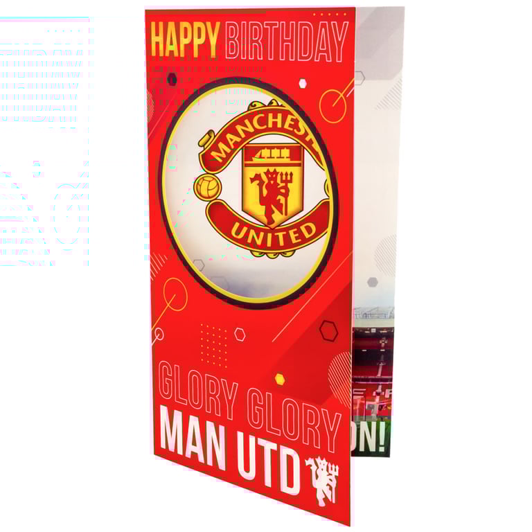 Manchester United FC Glory Glory Birthday Card - Official Team Crest & Message Inside