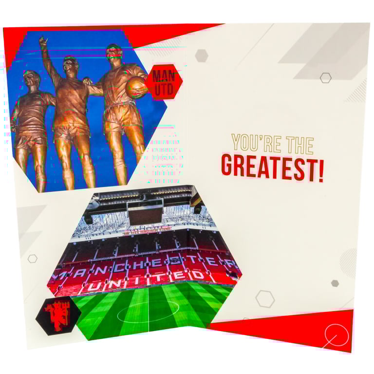Manchester United FC Dad Birthday Card - Unique Football Fan Gift with Stadium Image and Man Utd Crest