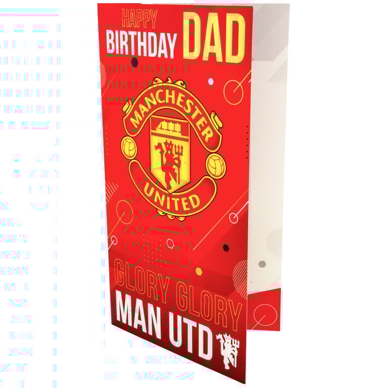 Manchester United FC Dad Birthday Card - Unique Football Fan Gift with Stadium Image and Man Utd Crest