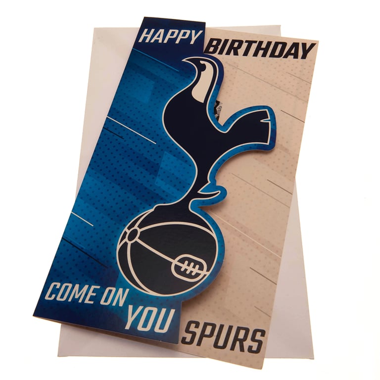 Tottenham Hotspur FC Crest Birthday Card - Colourful Spurs Crest Gift Card with Stadium Images and Happy Birthday Message