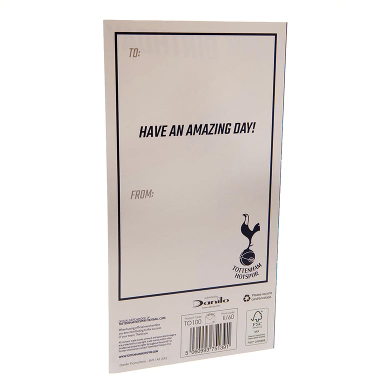 Tottenham Hotspur FC Crest Birthday Card - Colourful Spurs Crest Gift Card with Stadium Images and Happy Birthday Message
