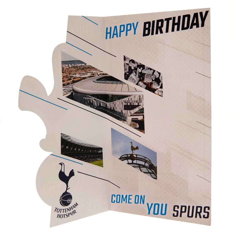 Tottenham Hotspur FC Crest Birthday Card - Colourful Spurs Crest Gift Card with Stadium Images and Happy Birthday Message