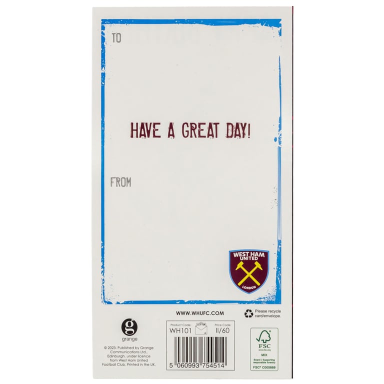 West Ham United FC Crest Colourful Birthday Card