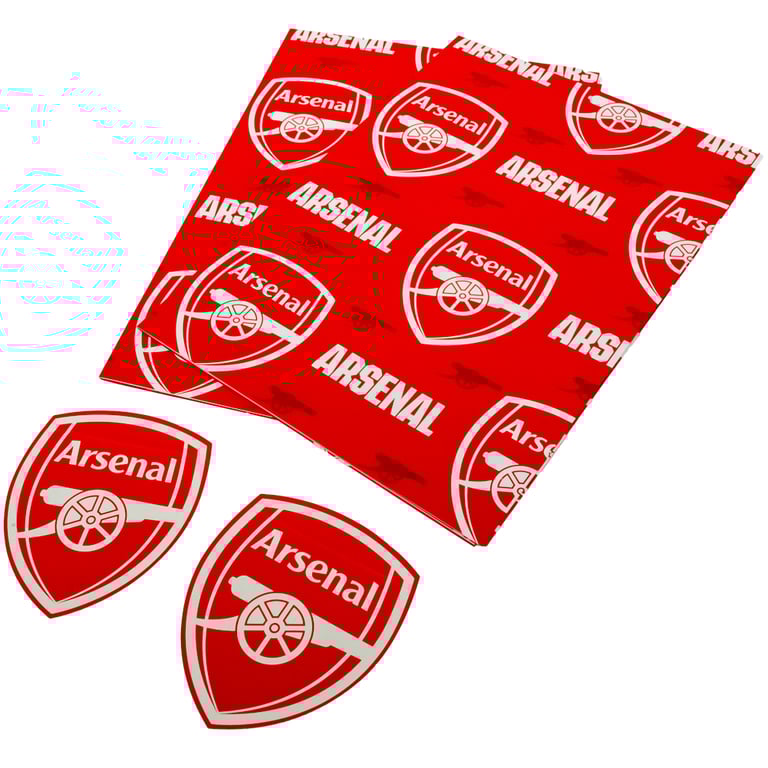 Arsenal FC Crested Gift Wrap Sheets - 2 Sheets of Sports Themed Gift Wrapping Paper