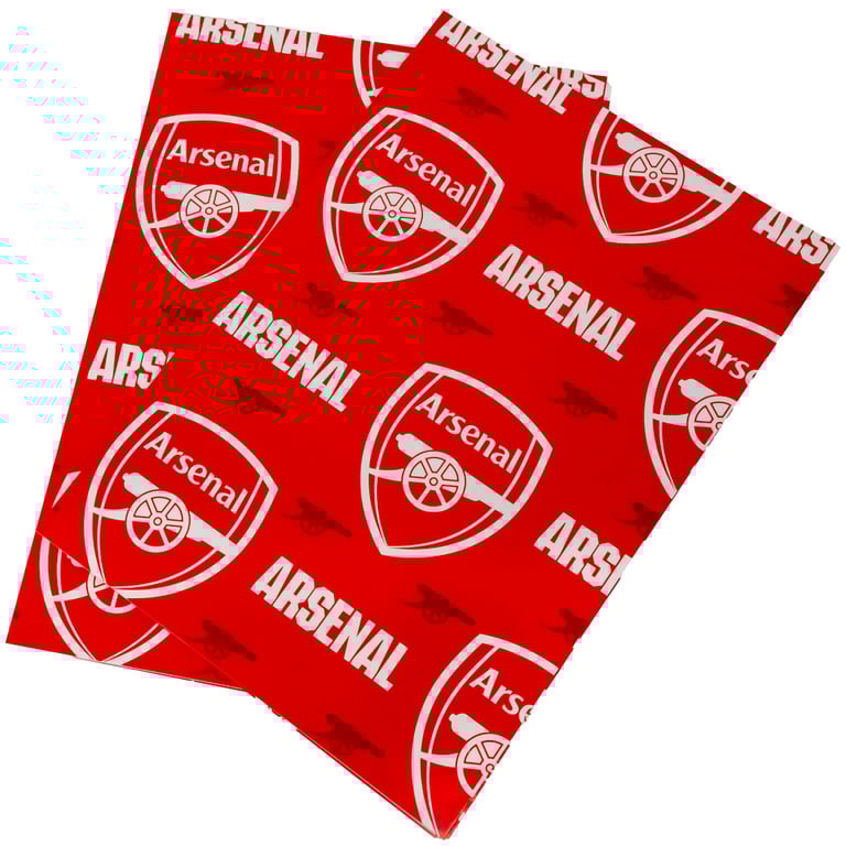Arsenal FC Crested Gift Wrap Sheets - 2 Sheets of Sports Themed Gift Wrapping Paper