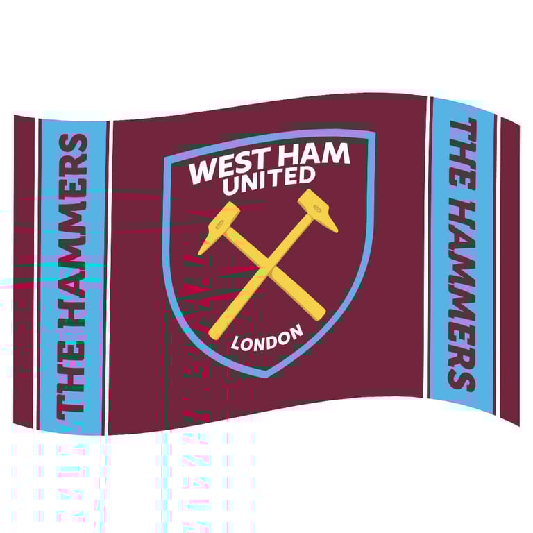 West Ham United FC Crest Stripe 100 Polyester Flag - Perfect Home Decor for Supporters