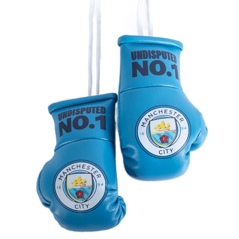 Manchester City FC Mini Boxing Gloves with Blue City Crest and Laces