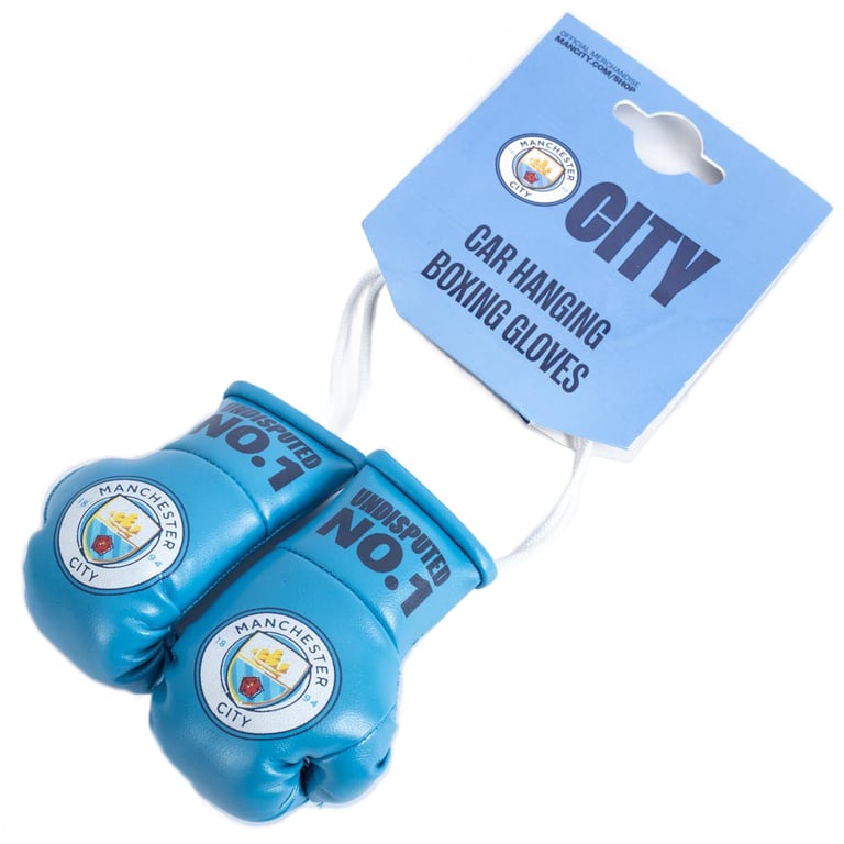 Manchester City FC Mini Boxing Gloves with Blue City Crest and Laces