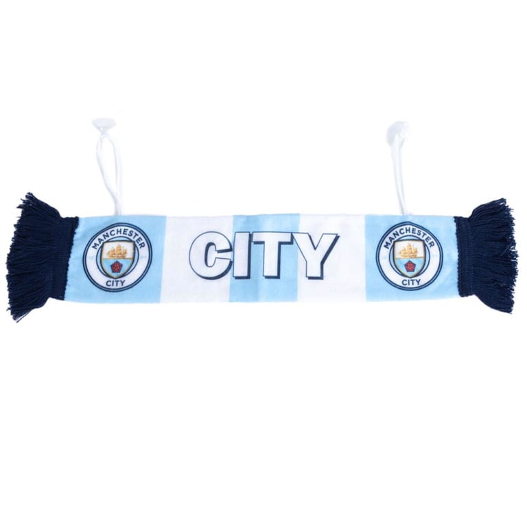 Manchester City FC Mini Car Bar Scarf with Crest and Tassel Details