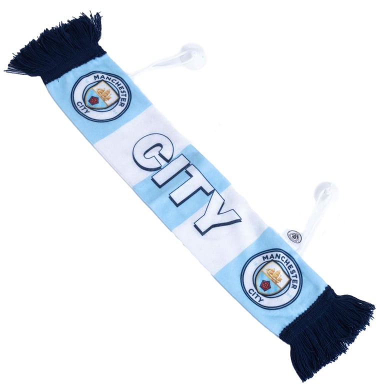 Manchester City FC Mini Car Bar Scarf with Crest and Tassel Details