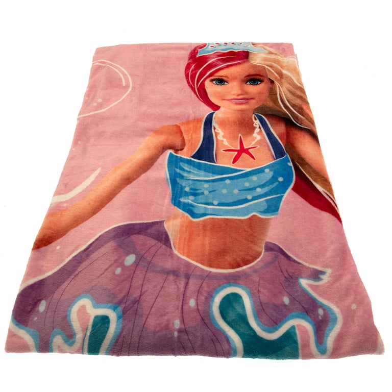 Barbie Luxury Mermaid Fleece Blanket - Soft 100 Polyester Home Decor