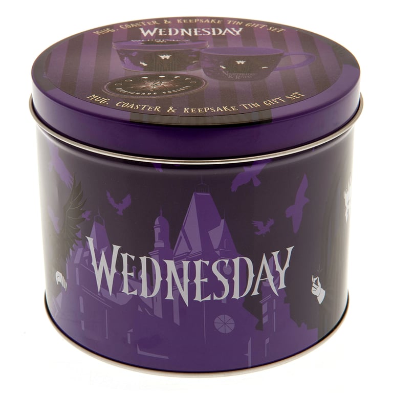 Wednesday Ceramic Mug & Cork Coaster Gift Set in Tin