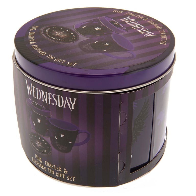 Wednesday Ceramic Mug & Cork Coaster Gift Set in Tin