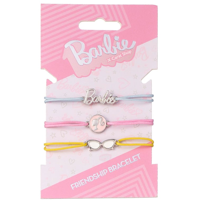 Barbie Official Friendship Bracelet Set - Pink, Yellow & Blue Adjustable Charms