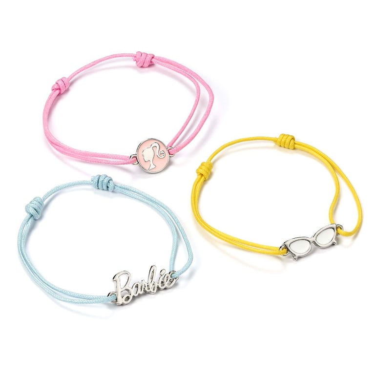Barbie Official Friendship Bracelet Set - Pink, Yellow & Blue Adjustable Charms