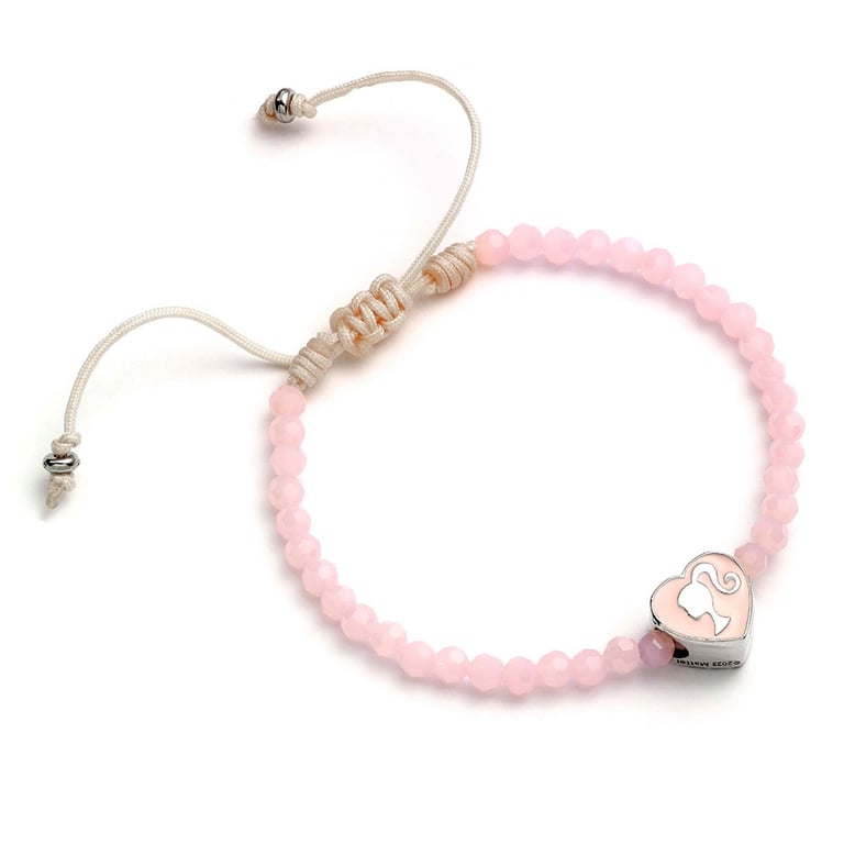 Barbie Pink Bead Friendship Bracelet with Heart Charm - Official Collection