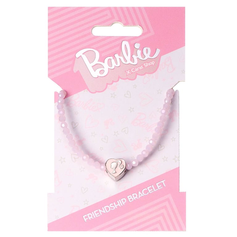 Barbie Pink Bead Friendship Bracelet with Heart Charm - Official Collection
