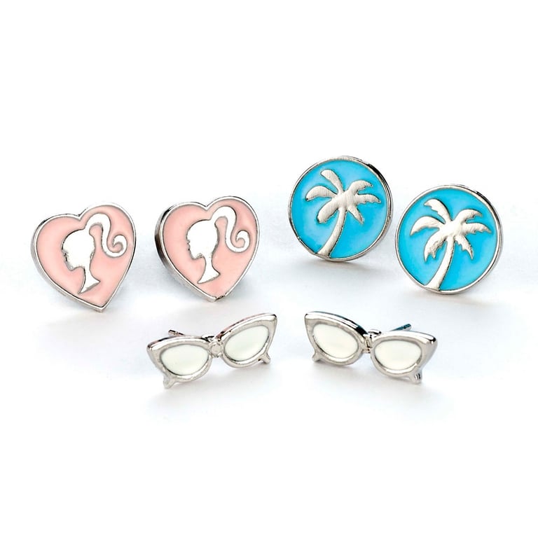 Barbie Official Stud Earrings - Classic Barbie Silhouette and Palm Tree Designs