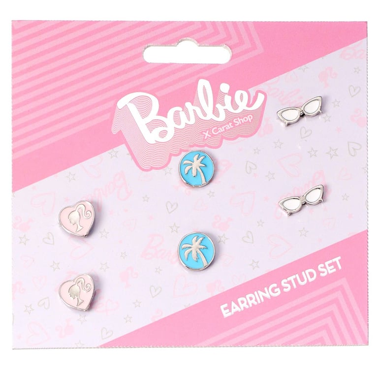 Barbie Official Stud Earrings - Classic Barbie Silhouette and Palm Tree Designs