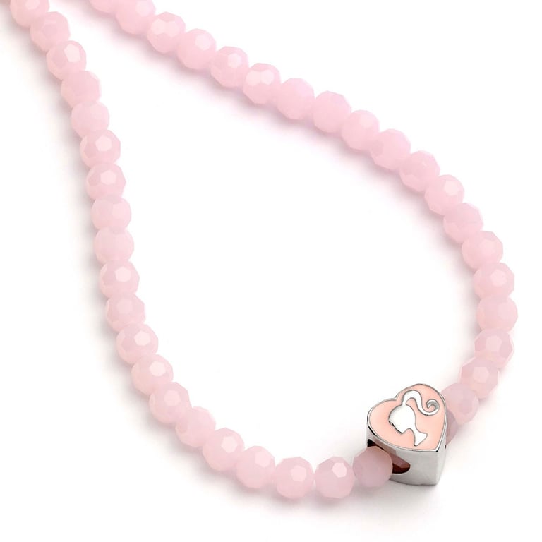 Barbie Official Pink Bead Necklace with Heart Pendant, 40cm Length