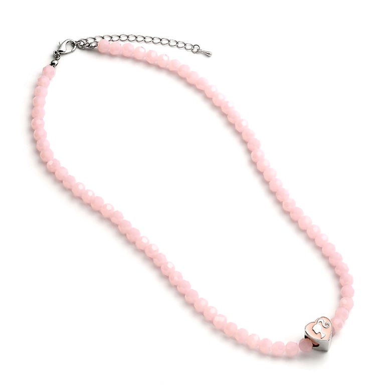 Barbie Official Pink Bead Necklace with Heart Pendant, 40cm Length