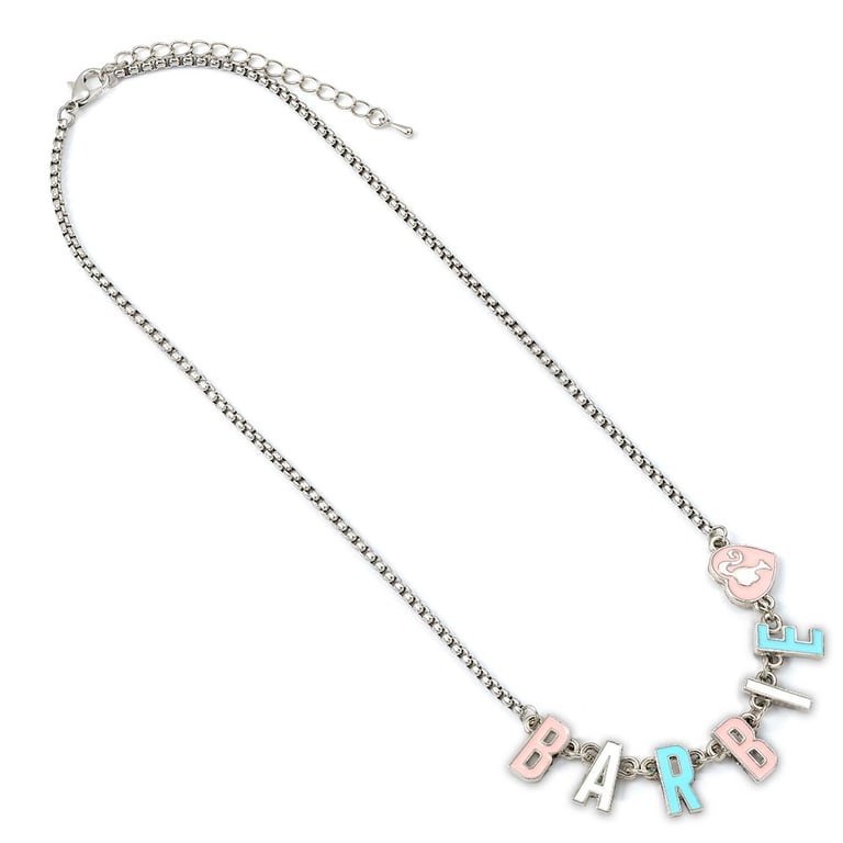 Barbie Silver Plated Enamel Letter Necklace - Official Barbie Collection Jewelry