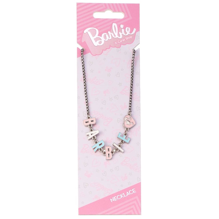 Barbie Silver Plated Enamel Letter Necklace - Official Barbie Collection Jewelry