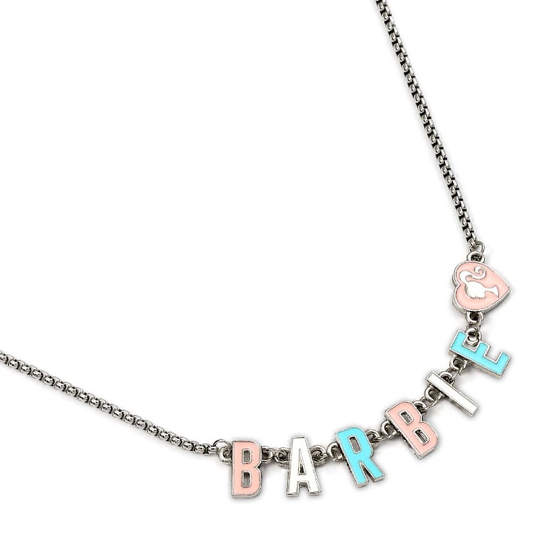 Barbie Silver Plated Enamel Letter Necklace - Official Barbie Collection Jewelry