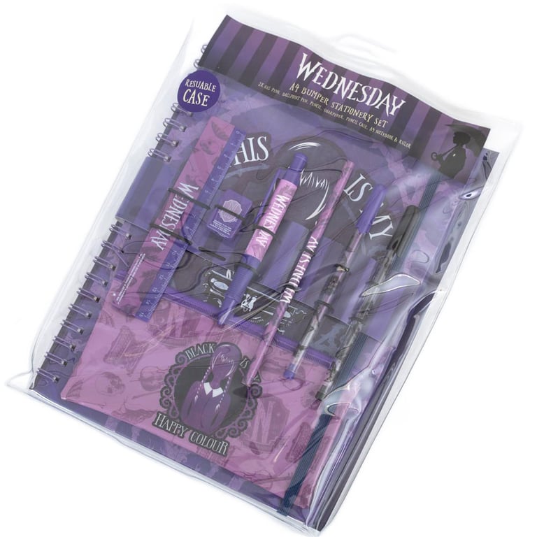 Wednesday 8-Piece Vibrant Purple & Black Stationery Set