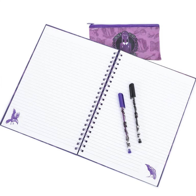Wednesday 8-Piece Vibrant Purple & Black Stationery Set