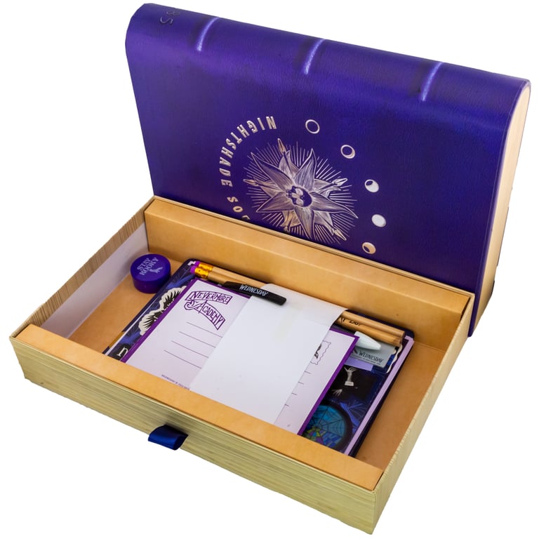 Wednesday Keepsake Gift Set - Nightshade Society A5 Notebook & Stationery Bundle