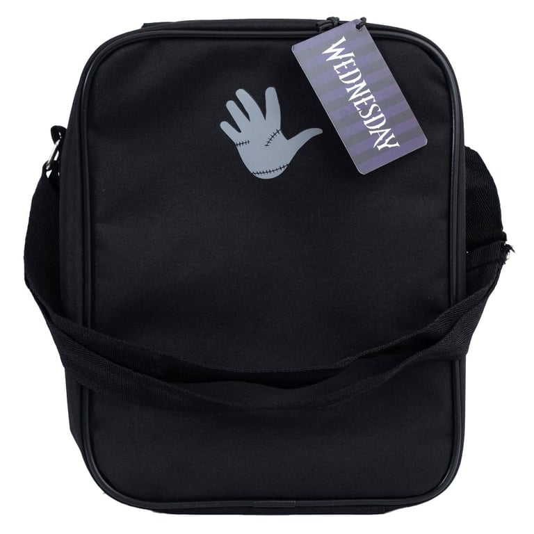 Purple Wednesday Insulated Lunch Bag with Black Roses Design and Carry Handle