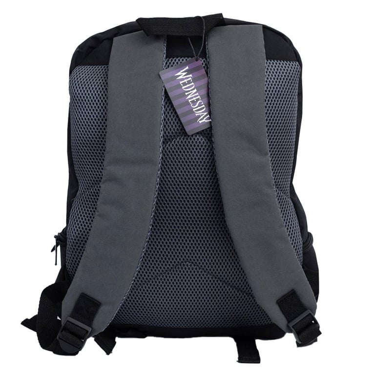 Wednesday Nevermore Premium Backpack - Adjustable Straps, Laptop Compartment, Water Resistant Polyester