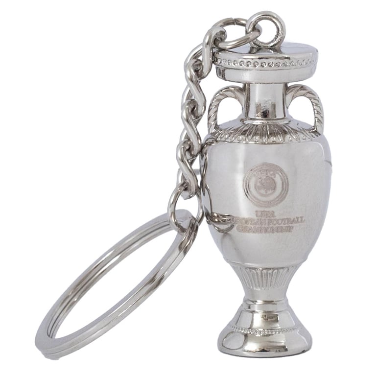 UEFA Euro 2024 3D Metal Trophy Keyring - Official Crest Design