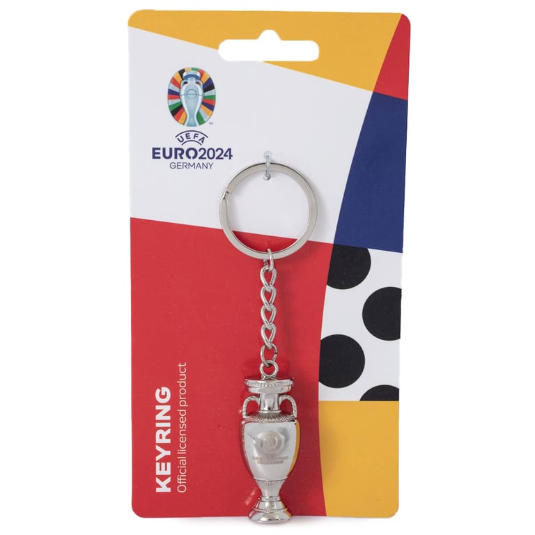UEFA Euro 2024 3D Metal Trophy Keyring - Official Crest Design