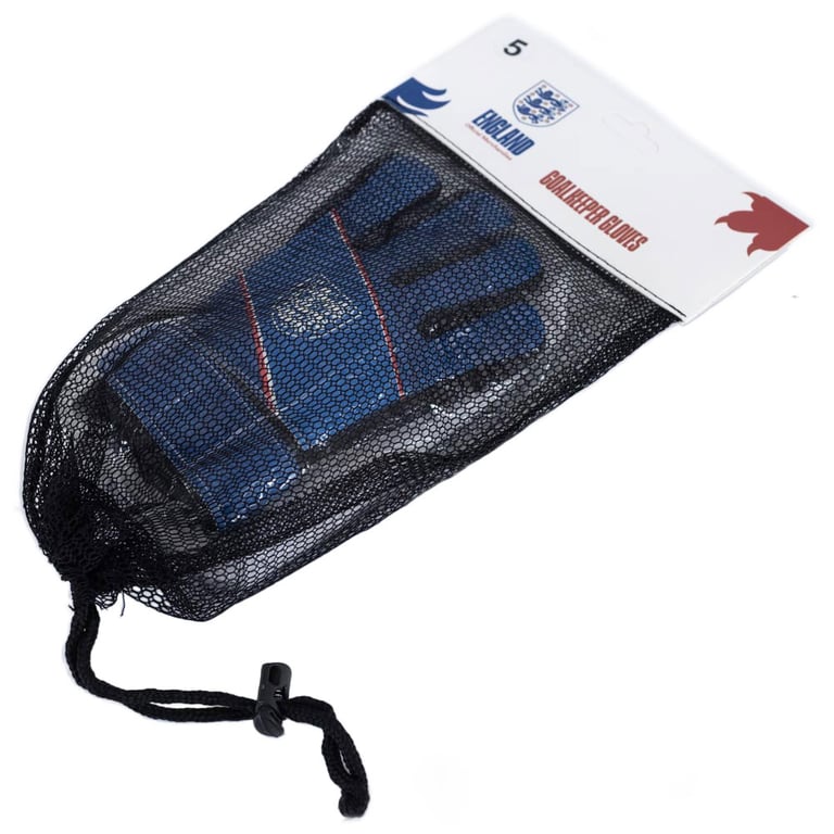 England FA Kids Blue Goalkeeper Gloves with Latex Foam Palm and Elastic Strap