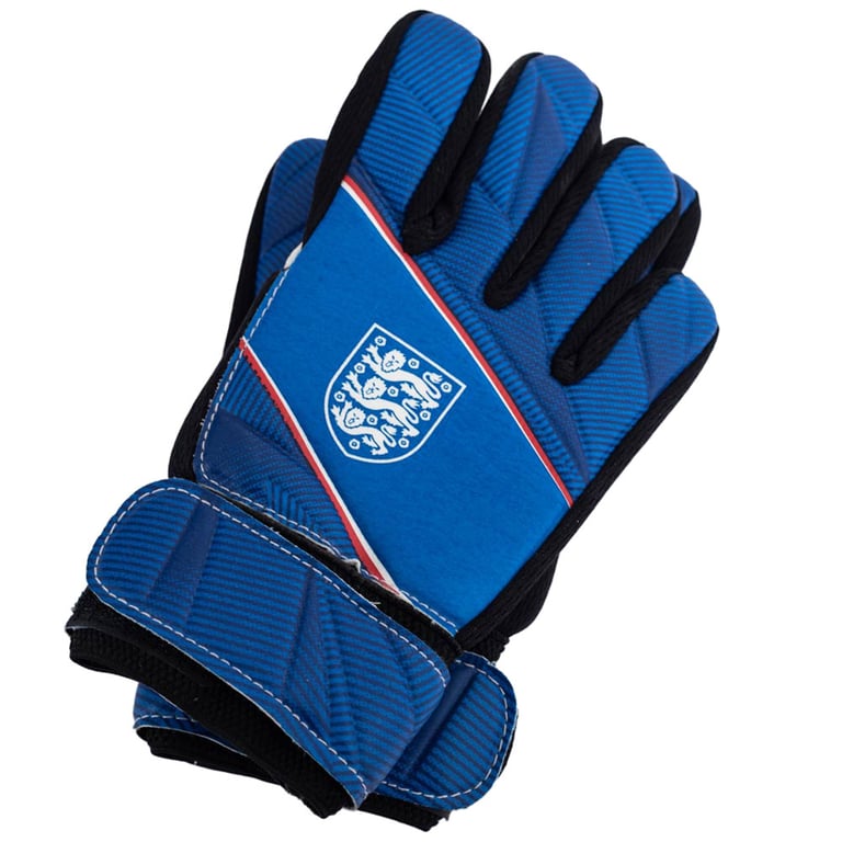 England FA Youth Goalkeeper Gloves - Blue Latex Foam Palm with Elastic Strap