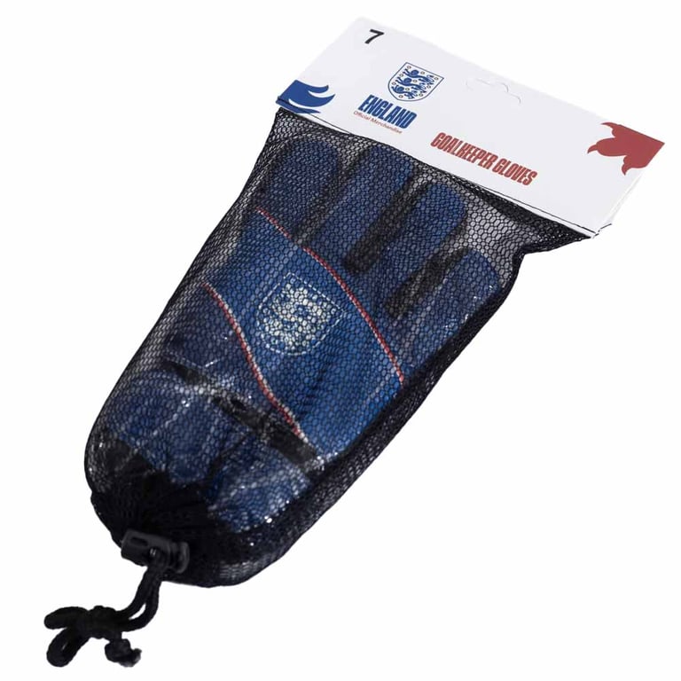 England FA Youth Goalkeeper Gloves - Blue Latex Foam Palm with Elastic Strap