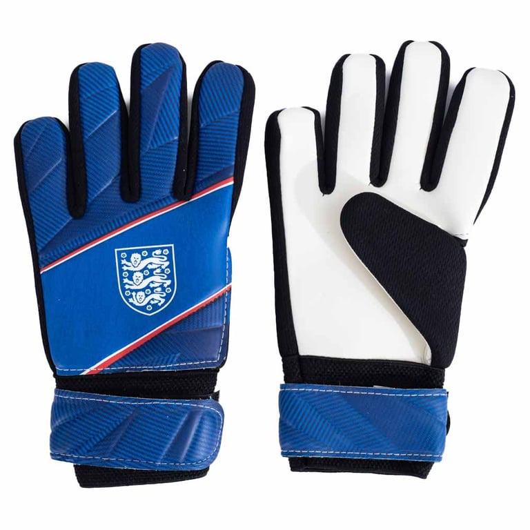 England FA Youth Goalkeeper Gloves - Blue Latex Foam Palm with Elastic Strap