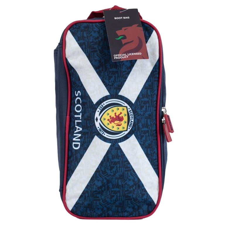 Scottish FA Navy Cross Design Crest Boot Bag with Large Double Zipped Opening and Rubber Zip Pulls - Wipe Clean Polyester