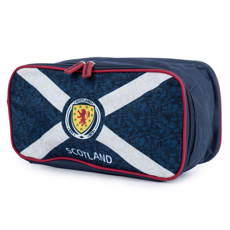 Scottish FA Navy Cross Design Crest Boot Bag with Large Double Zipped Opening and Rubber Zip Pulls - Wipe Clean Polyester