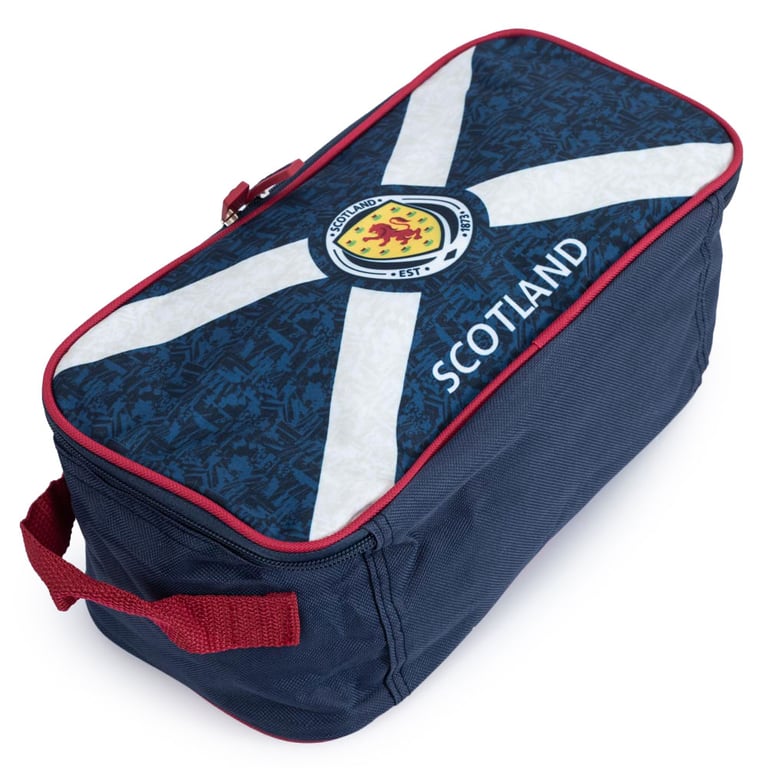 Scottish FA Navy Cross Design Crest Boot Bag with Large Double Zipped Opening and Rubber Zip Pulls - Wipe Clean Polyester